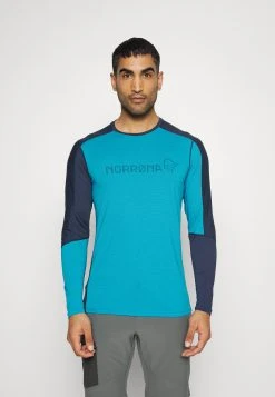 Norrøna Falketind Equaliser Round Neck - Long Sleeved Top - Hawaiian Surf/Indigo Night