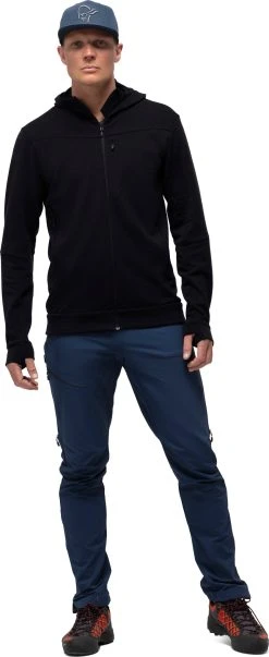 Norrøna Falketind Warmwool2 Stretch Zip Hood - Men's|-|Falketind Warmwool2 Stretch à Capuchon - Homme -Norrøna Shop NOR 1820 20 7E 7EDetail2 20Caviar